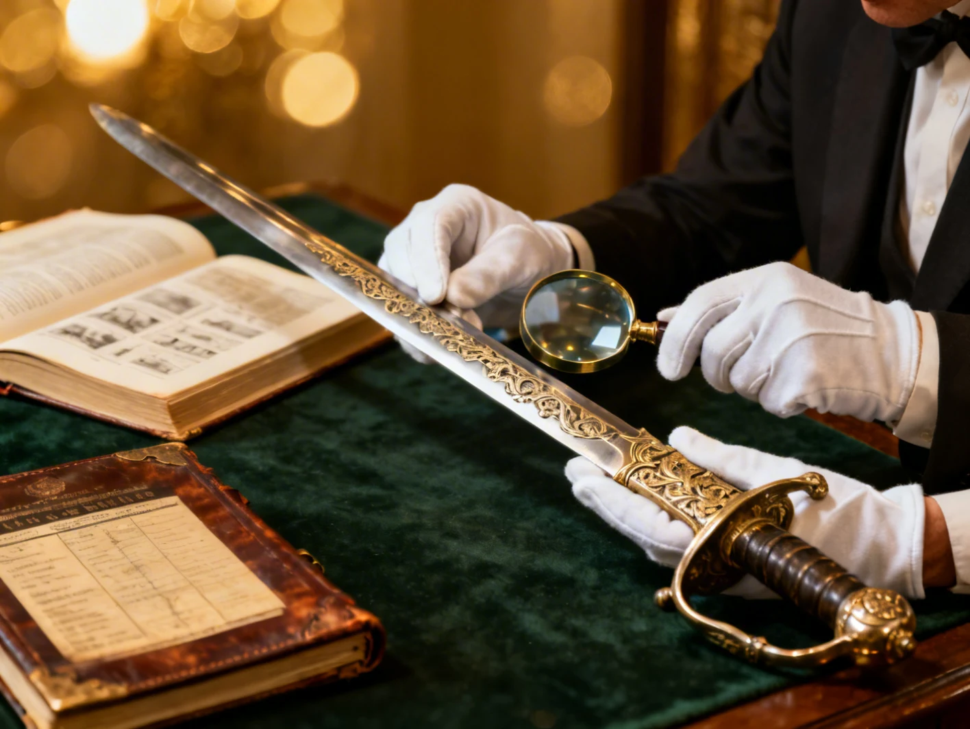 Expert examinant une arme ancienne